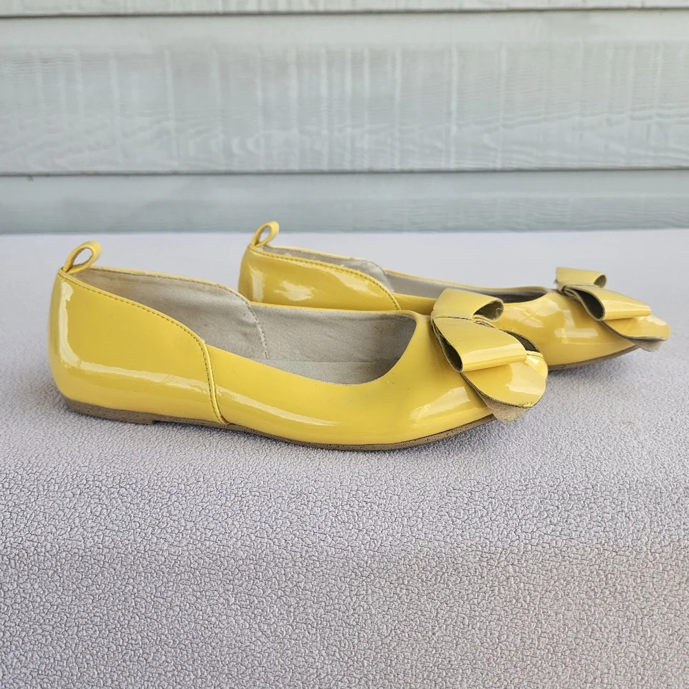 Joyfolie Lyra Yellow Peep Toe Bow Flat Girl Youth SZ 1 Spring Formal Dress